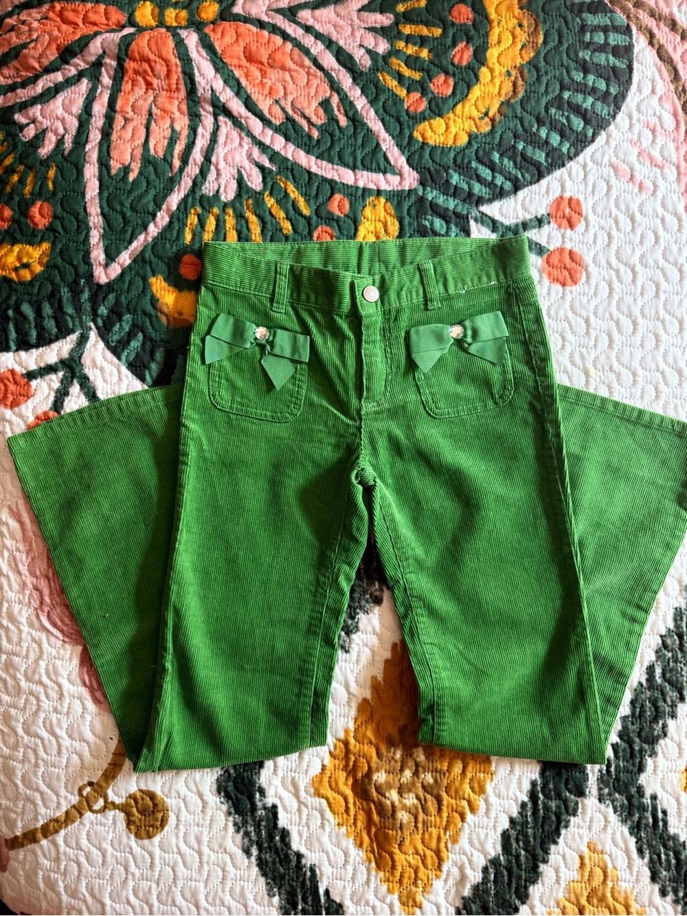 NWT Gymboree Bright Green Corduroy Flare Pants Girls - Picture 3 of 7